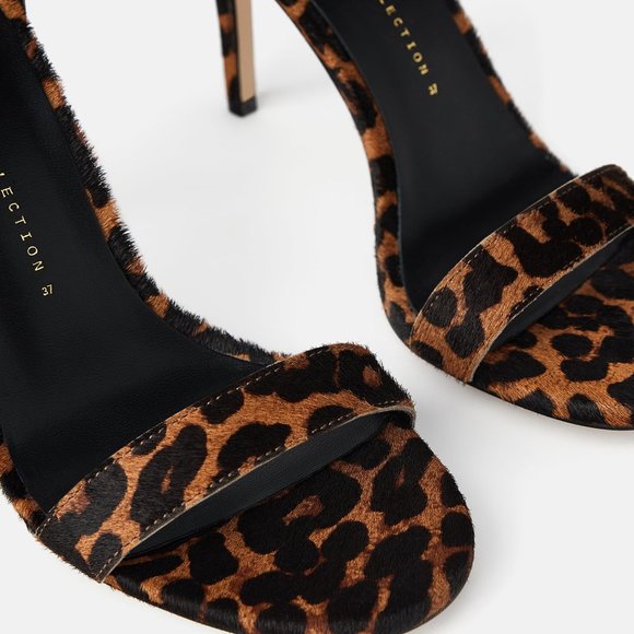 ZARA LEOPARD ANIMAL PRINT 100% LEATHER HIGH HEEL SANDALS NEW WITH TAGS US 7.5 - Picture 6 of 8